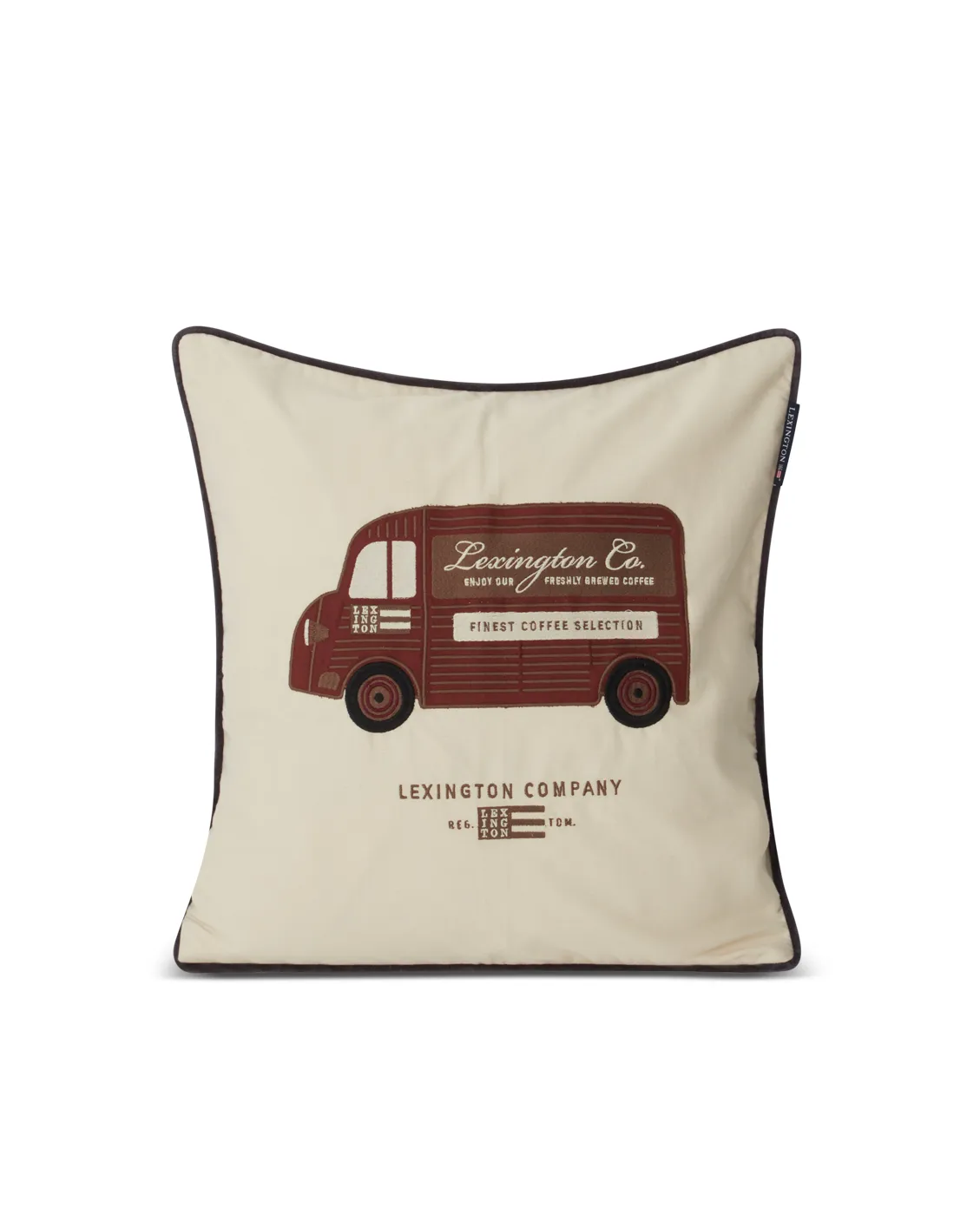 Coffee Truck kuddfodral 50x50 cm bomullstwill, Beige-brun Lexington