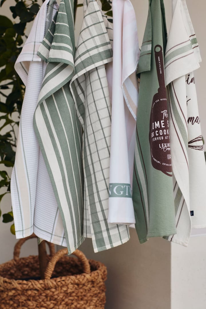 Cotton Terry Logo kökshandduk 50x70 cm, Light beige-white-green Lexington