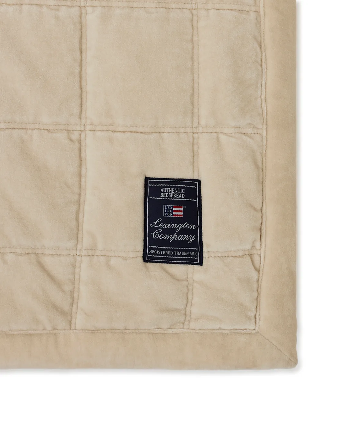 Cotton Velvet quilted överkast 160x240 cm, Light beige Lexington