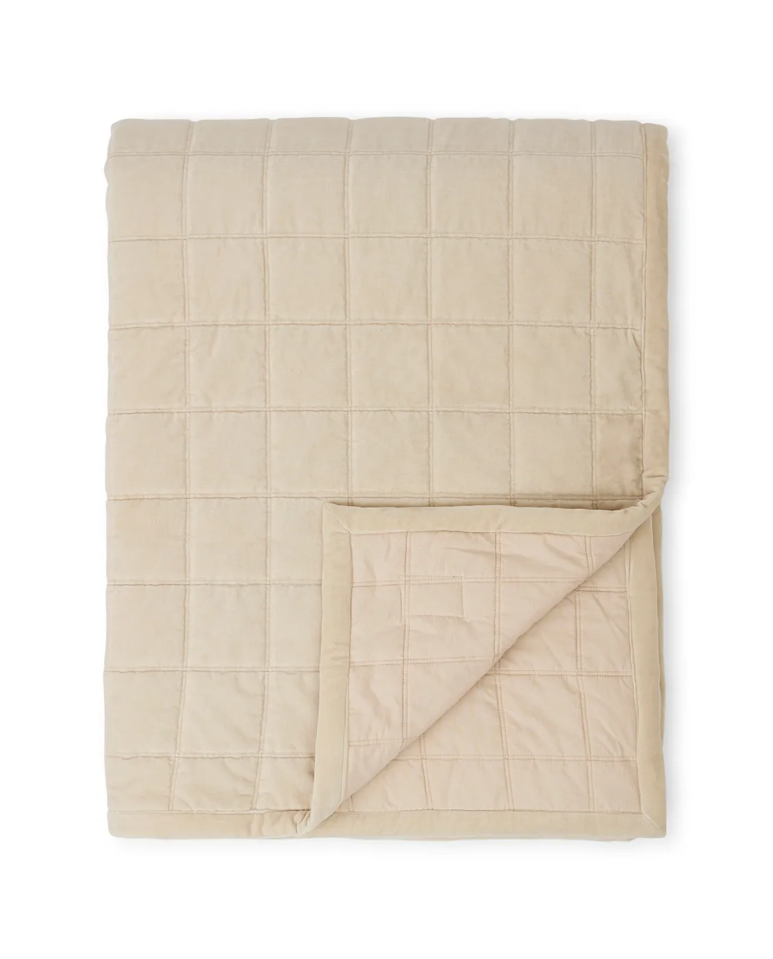 Cotton Velvet quilted överkast 240x260 cm, Light beige Lexington