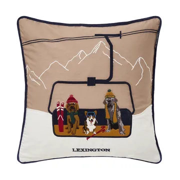 Dog lift eko. bomull twill kuddfodral 50x50 cm - Beige-white - Lexington