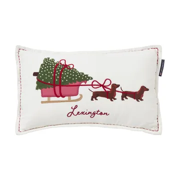 Dog sleigh ekologisk sammetsbomull kudde 30x50 cm - White - Lexington