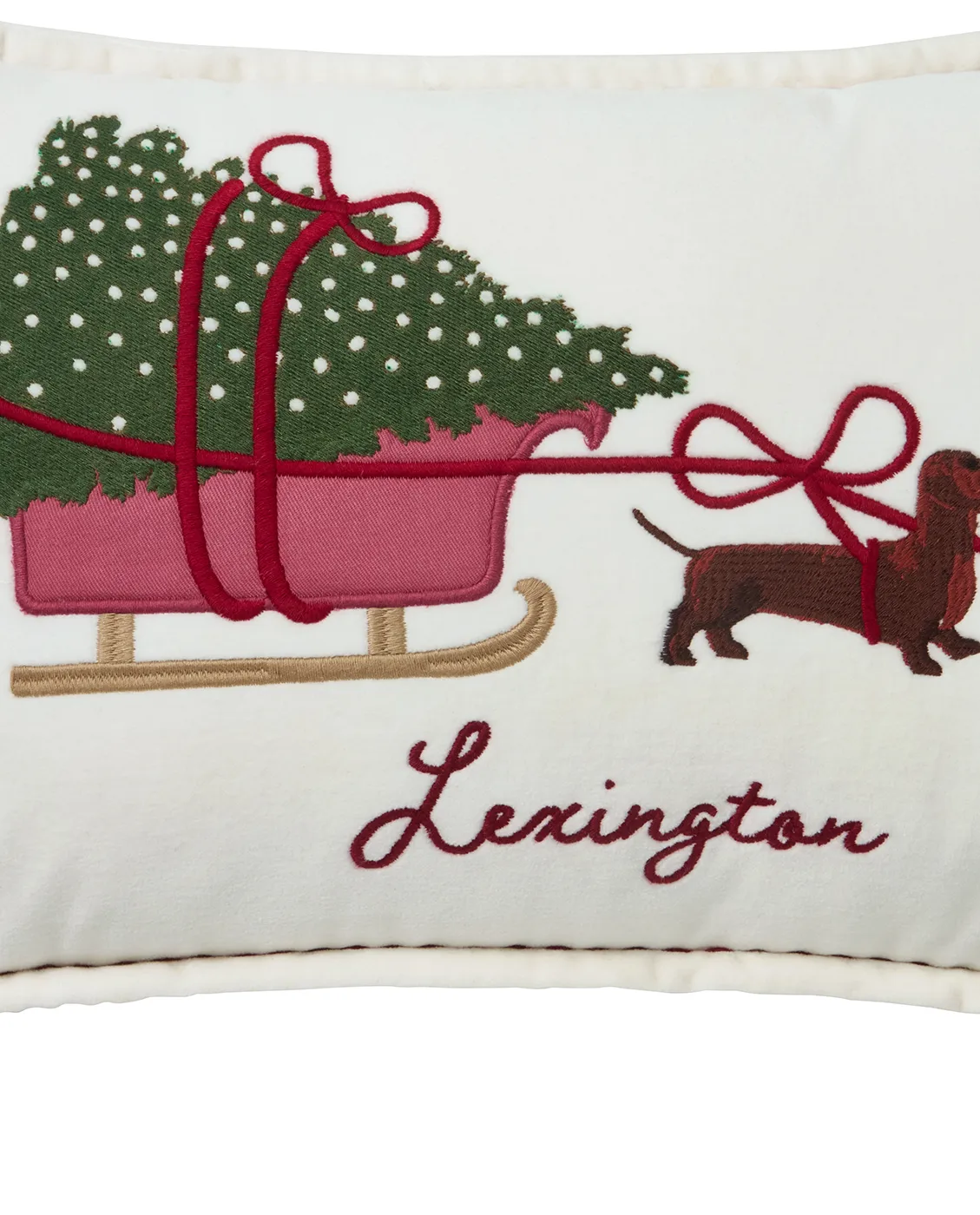 Dog sleigh ekologisk sammetsbomull kudde 30x50 cm, White Lexington