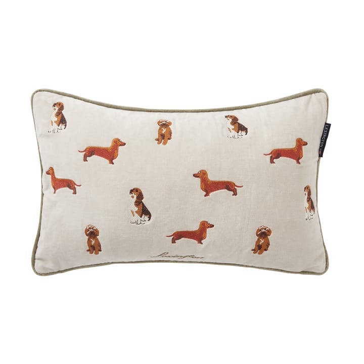 Dogs Organic Cotton Velvet kudde 30x50 cm, Light beige Lexington