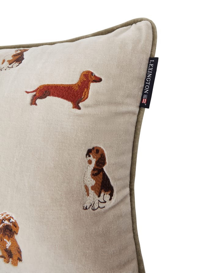 Dogs Organic Cotton Velvet kudde 30x50 cm, Light beige Lexington