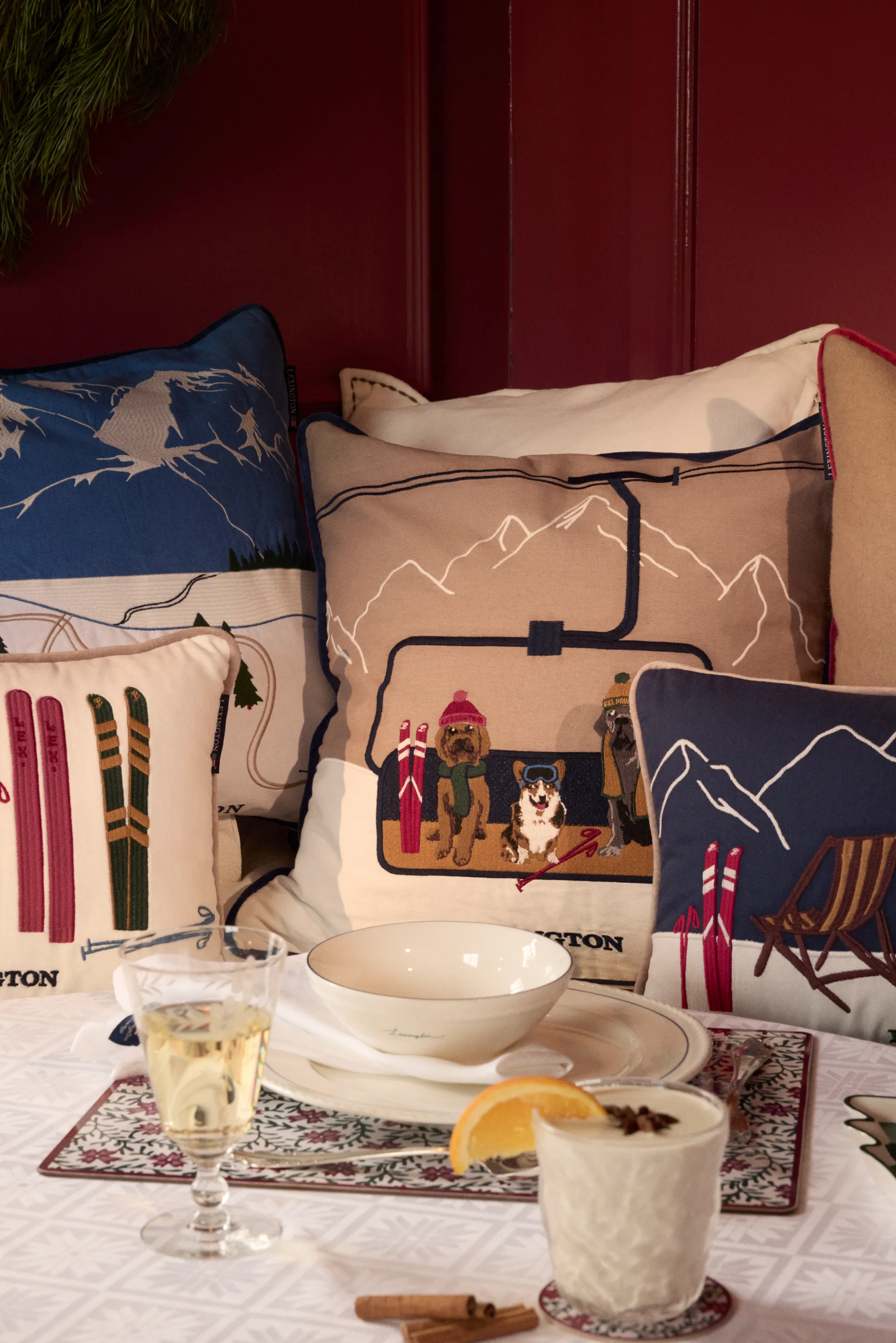 Down hill eko. bomull twill kuddfodral 50x50 cm, Blue-White Lexington