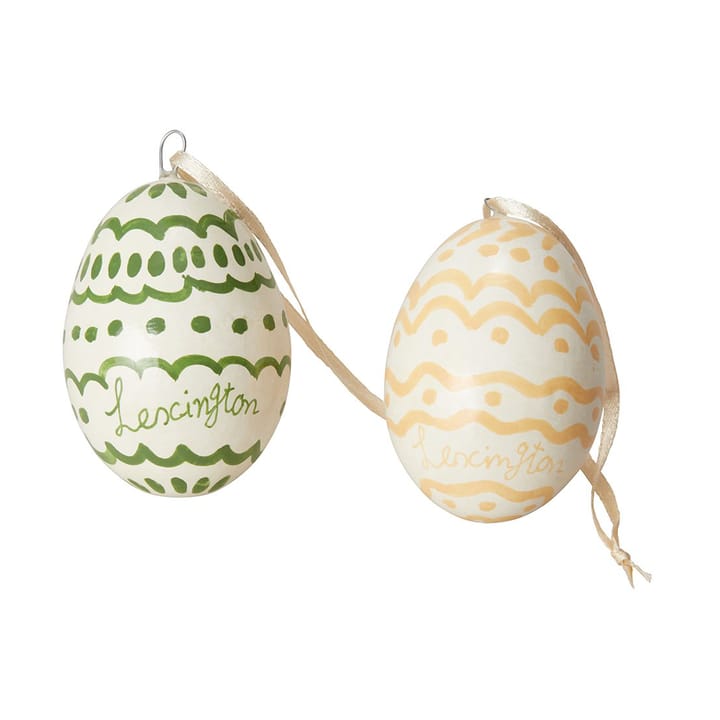 Easter Eggs in Papier Maché påskhänge 2-pack - Green-yellow - Lexington