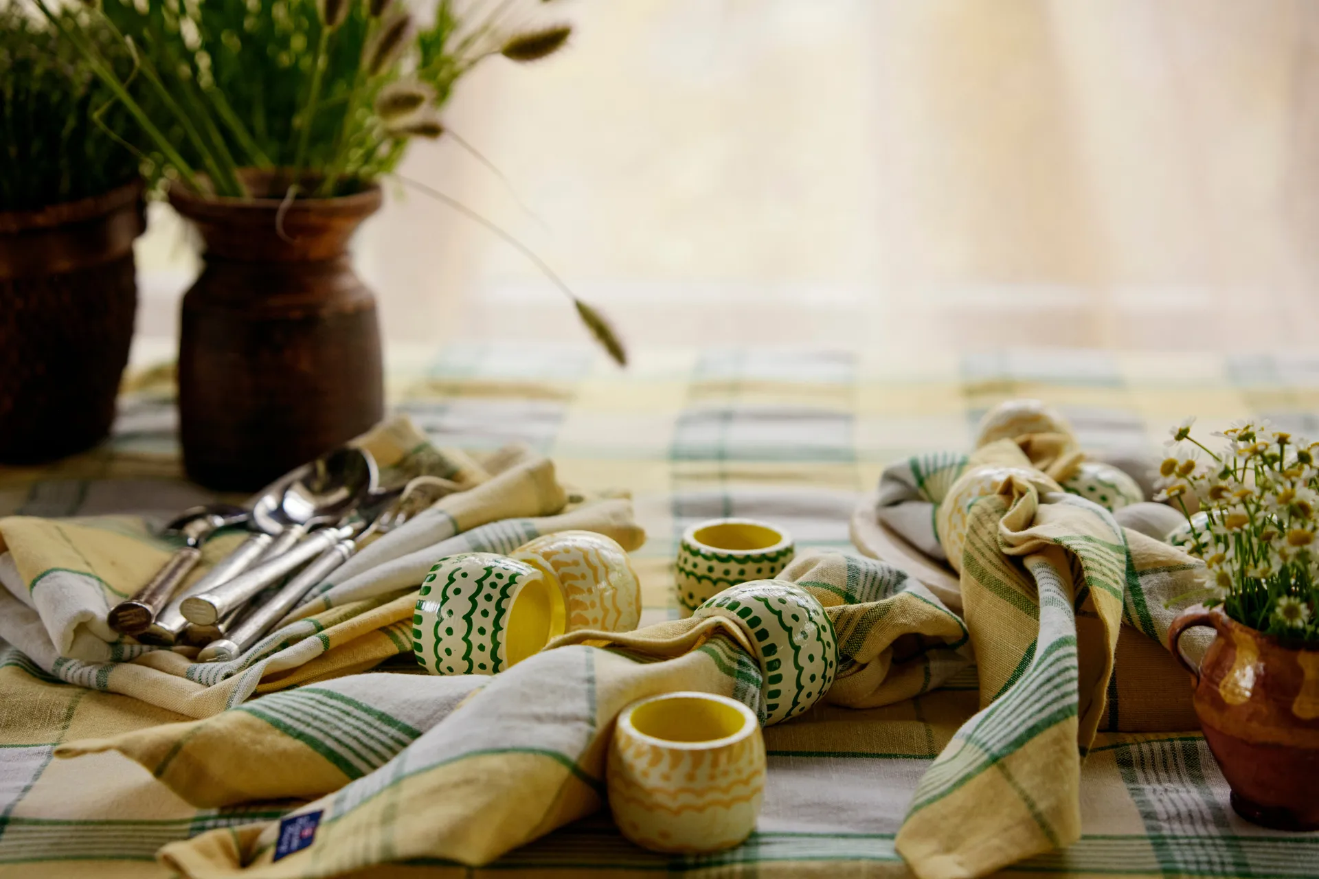 Easter Linen/Cotton tygservett 50x50 cm, Yellow-green Lexington