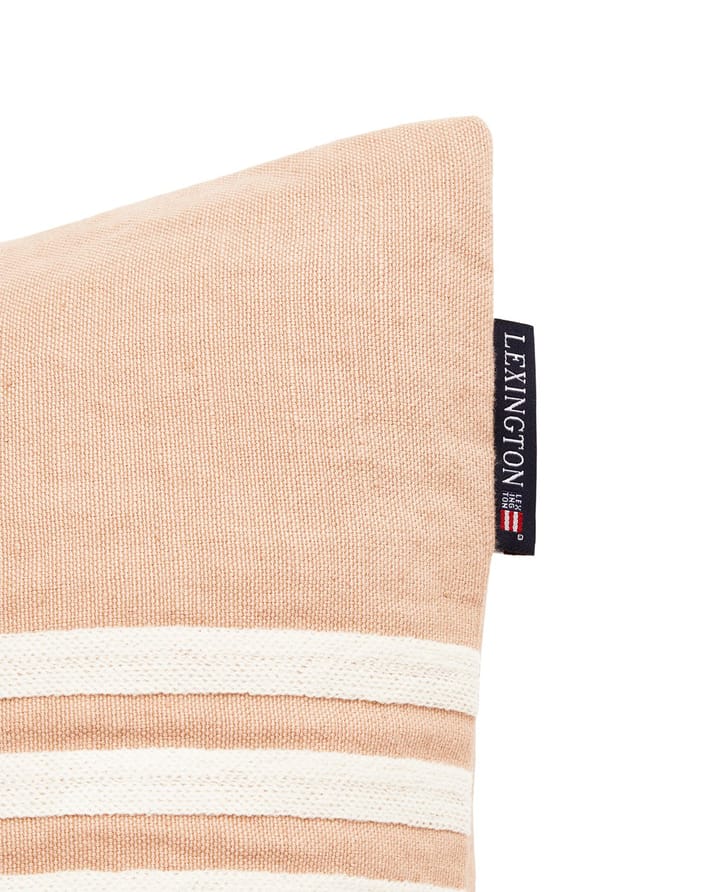 Emboidery Striped Linen/Cotton kuddfodral 50x50 cm, Beige-white Lexington