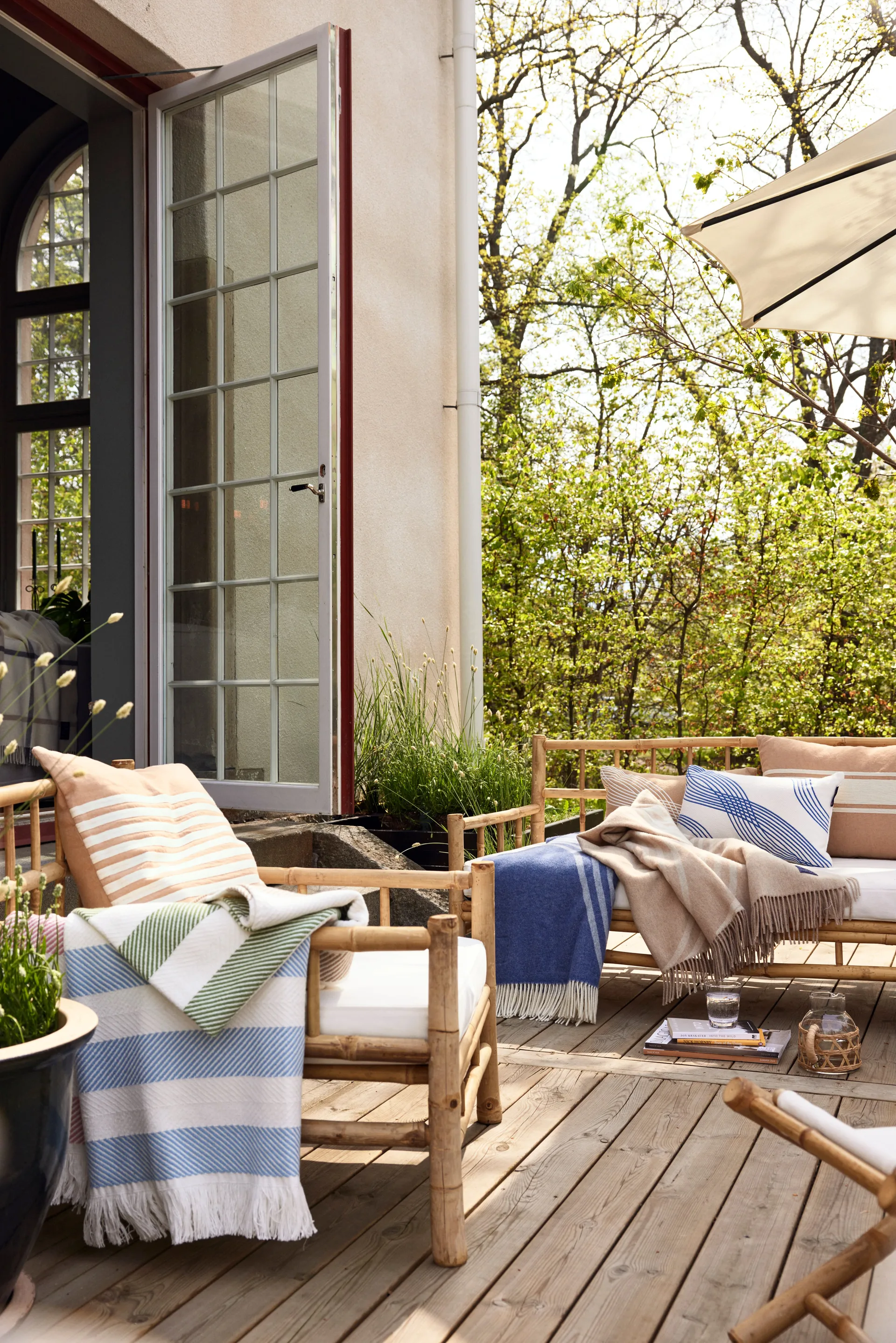 Emboidery Striped Linen/Cotton kuddfodral 50x50 cm, Beige-white Lexington