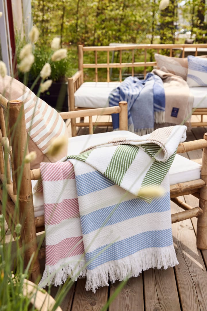Emboidery Striped Linen/Cotton kuddfodral 50x50 cm, Beige-white Lexington