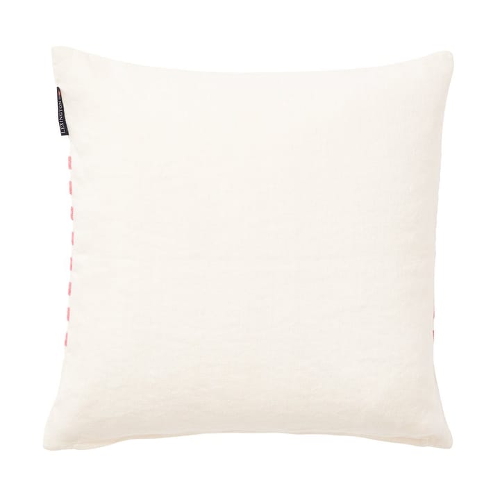 Emboidery Striped Linen/Cotton kuddfodral 50x50 cm, Off White-red Lexington
