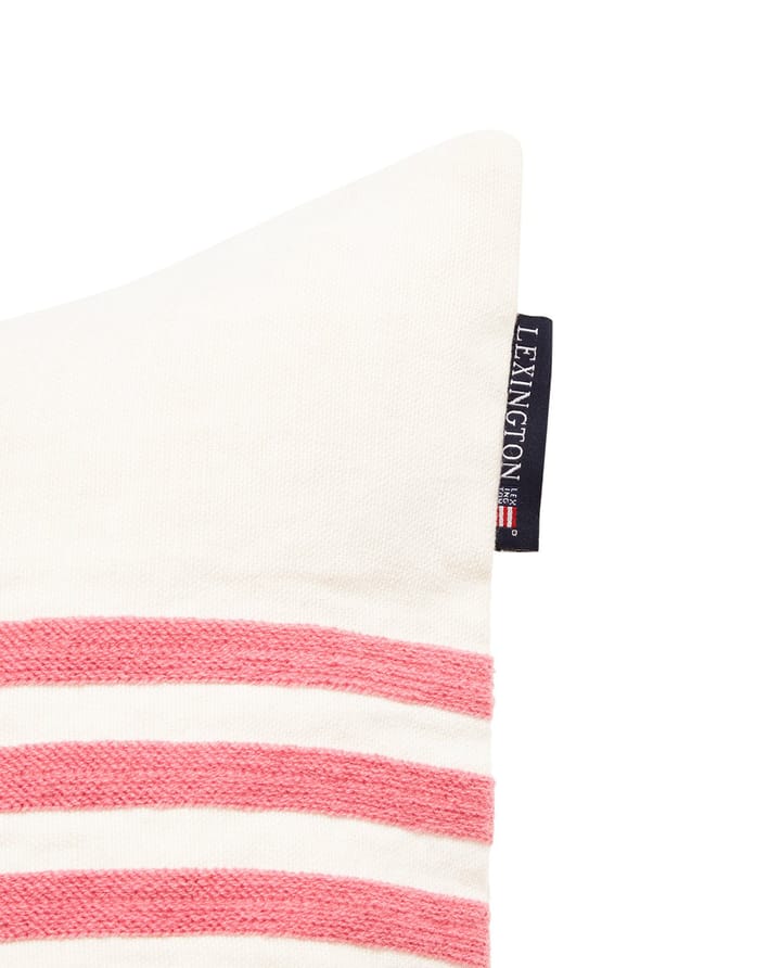 Emboidery Striped Linen/Cotton kuddfodral 50x50 cm, Off White-red Lexington