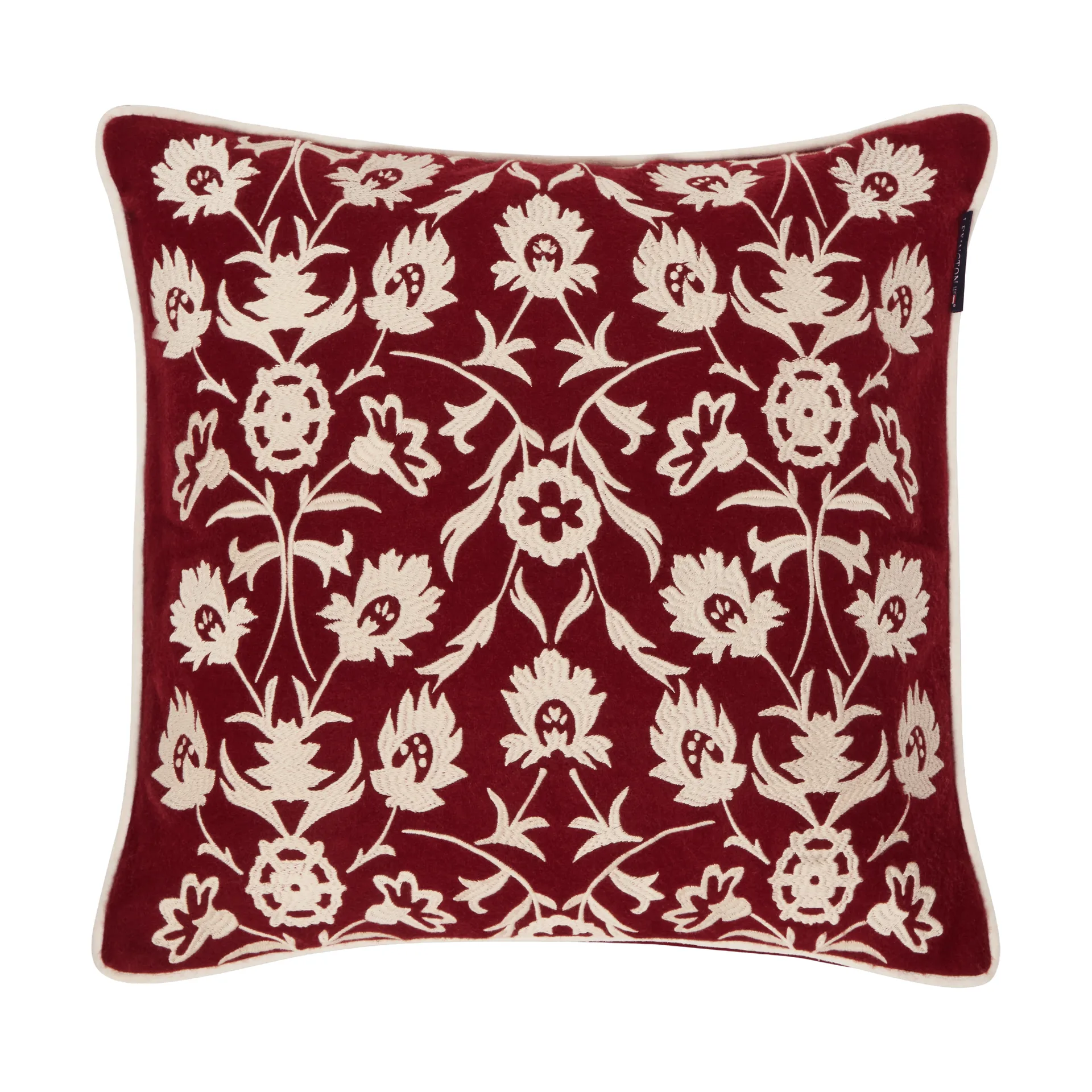 Flower Embroidered Wool Mix kuddfodral 50x50 cm, Red-Light beige Lexington
