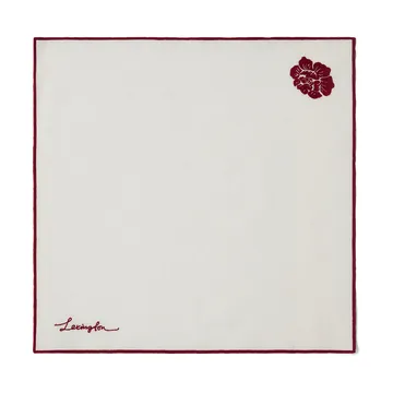 Flower linen-cotton servett 50x50 cm - Vit-röd - Lexington