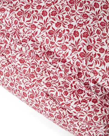 Flower printed cotton sateen bäddset - Vit-röd - Lexington
