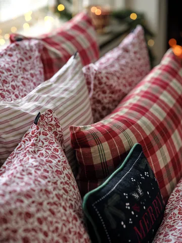 Flower printed cotton sateen bäddset - Vit-röd - Lexington