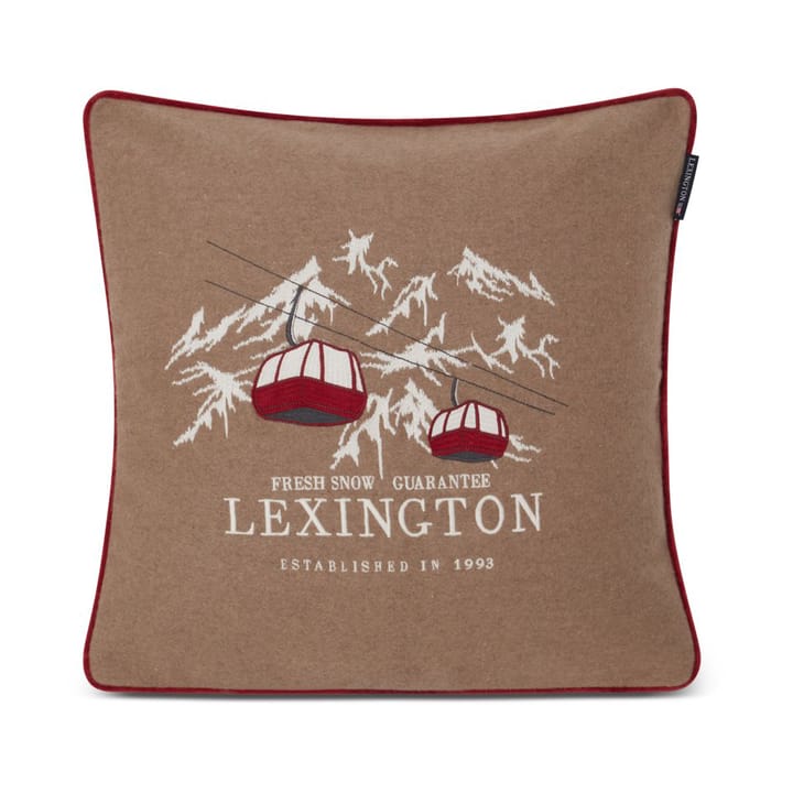 Fresh Snow Ski Lift Wool Mix kuddfodral 50x50 cm, Beige-white-red Lexington
