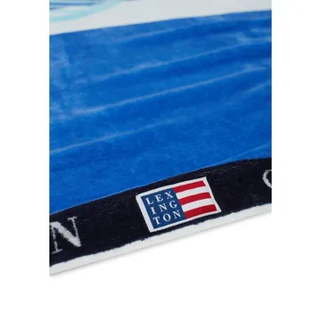 Graphic Cotton Velour badlakan 100x180 cm - Blue-white - Lexington