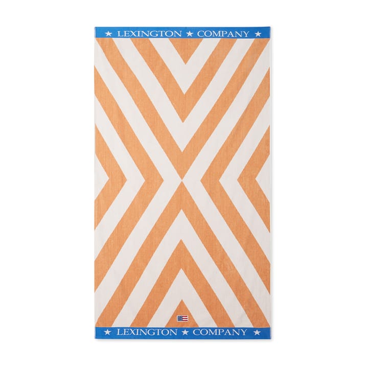 Graphic Cotton Velour strandhandduk 100x180 cm, Beige-vit-blå Lexington