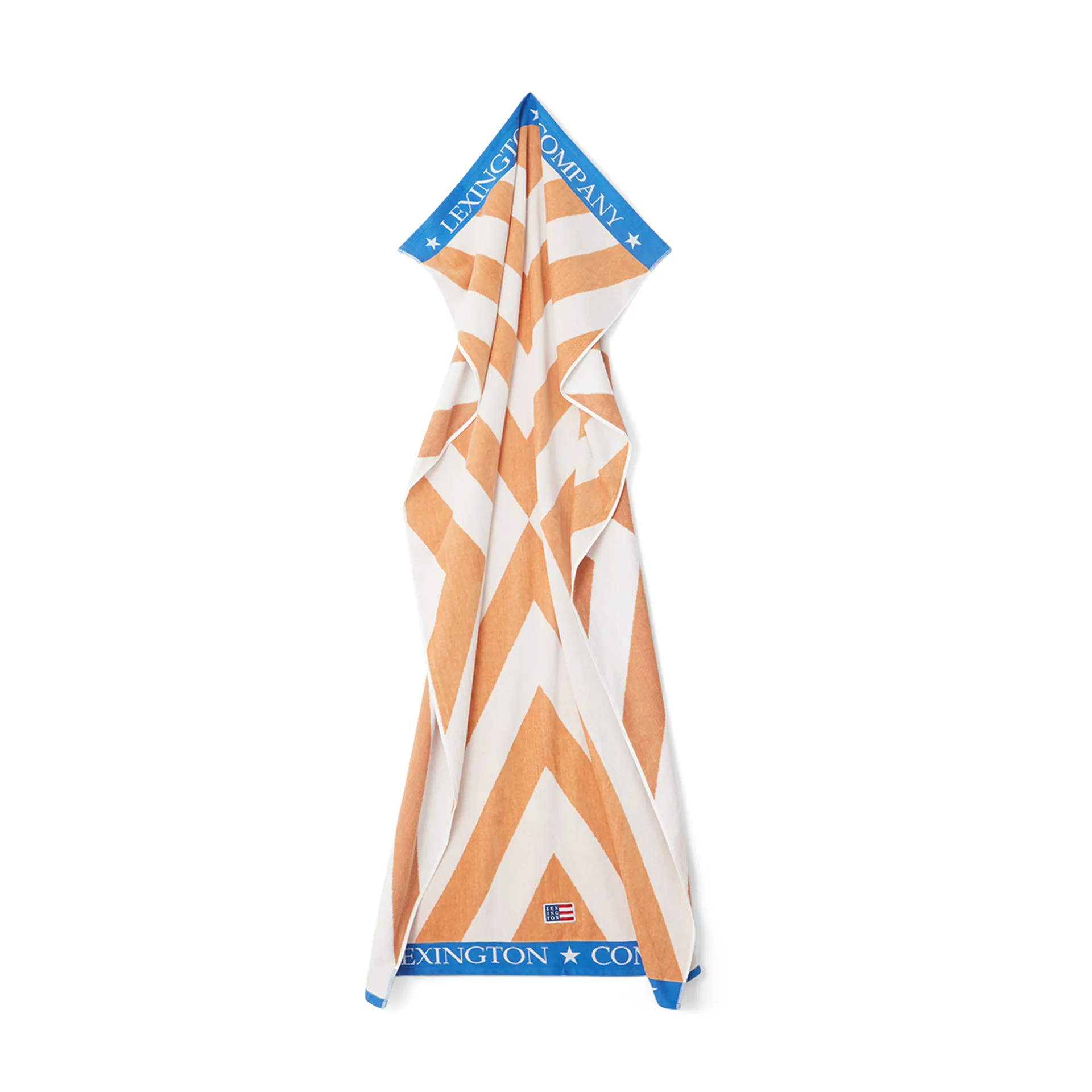 Graphic Cotton Velour strandhandduk 100x180 cm, Beige-vit-blå Lexington