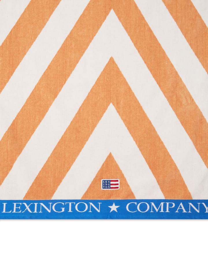 Graphic Cotton Velour strandhandduk 100x180 cm, Beige-vit-blå Lexington