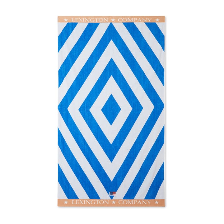 Graphic  Cotton Velour strandhandduk 100x180 cm - Blå-vit-beige - Lexington
