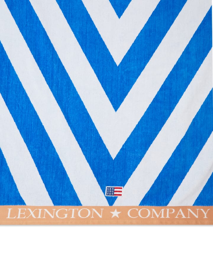 Graphic Cotton Velour strandhandduk 100x180 cm, Blå-vit-beige Lexington