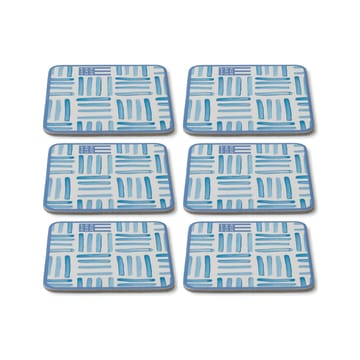 Graphic Printed glasunderlägg 6-pack - Blue-White - Lexington
