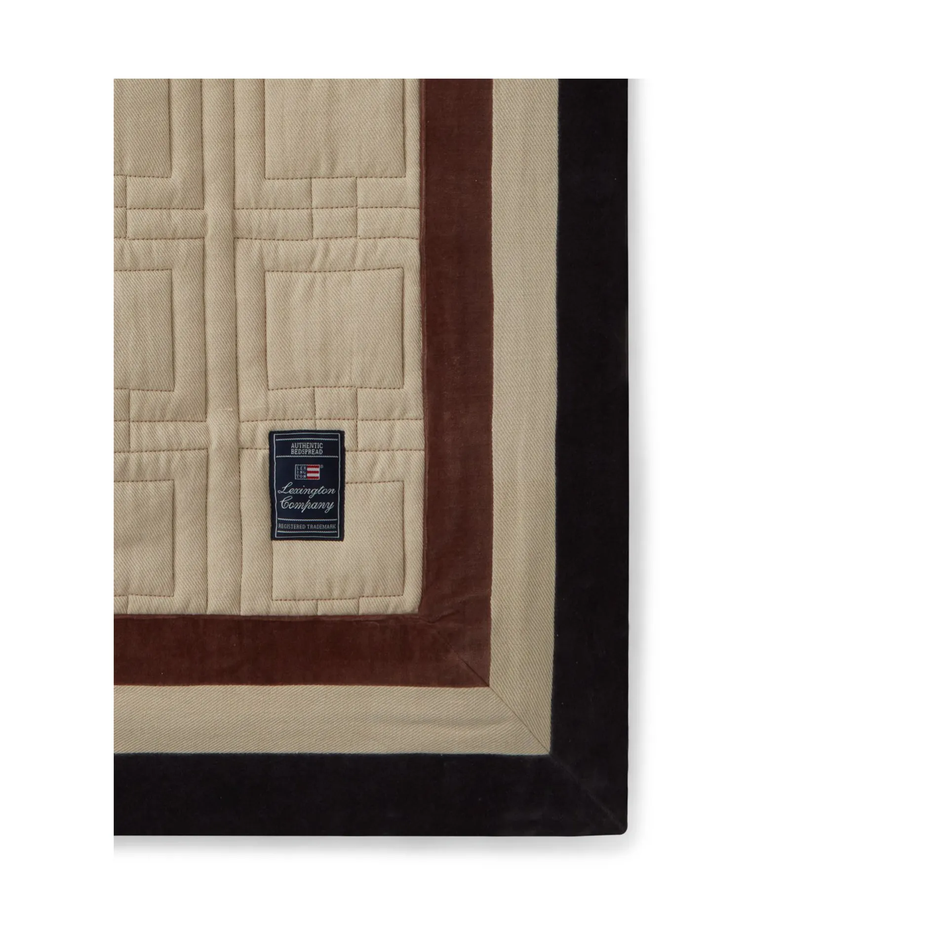 Graphic Quilted Organic Cotton överkast 160x240 cm, Light beige-brown-dark gray Lexington