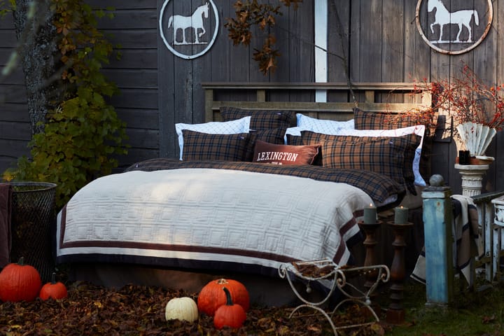 Graphic Quilted Organic Cotton överkast 240x260 cm, Light beige-brown-dark gray Lexington
