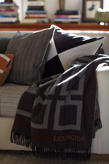 Graphic Recycled Wool pläd 130x170 cm - Dark gray-white-brown - Lexington