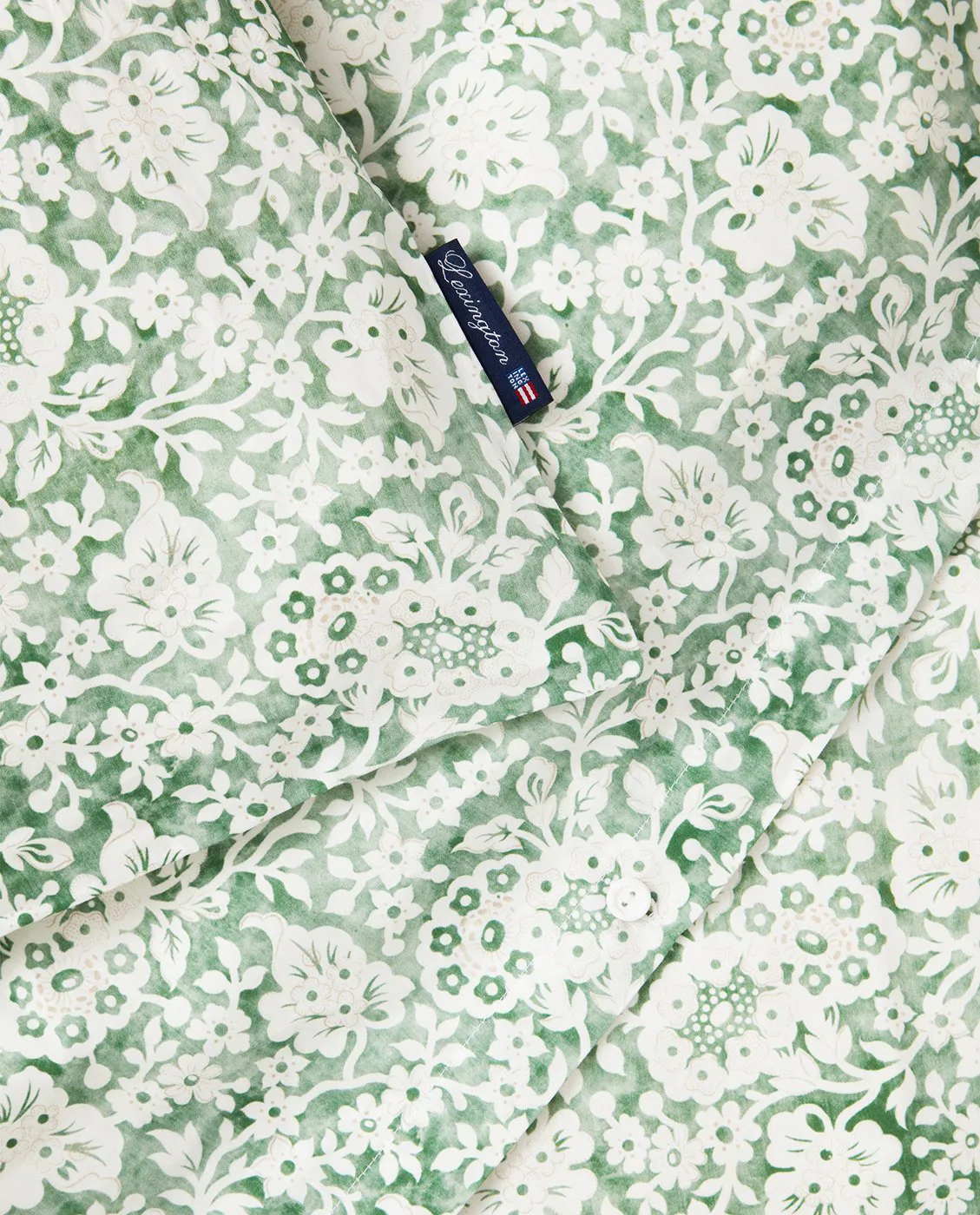 Green Floral Printed Cotton Sateen bäddset, 50x60 cm, 150x210 cm Lexington