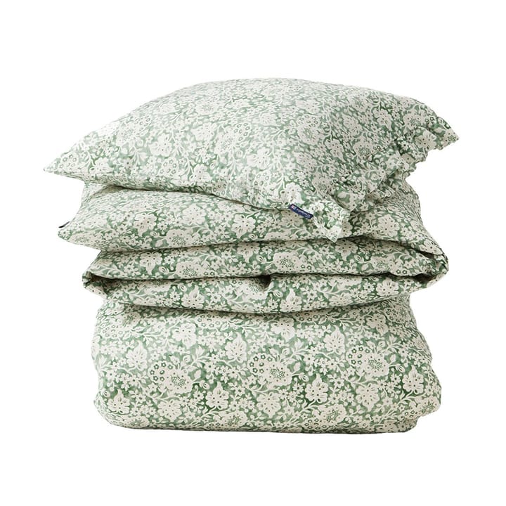 Green Floral Printed Cotton Sateen bäddset - 50x60 cm, 220x220 cm - Lexington