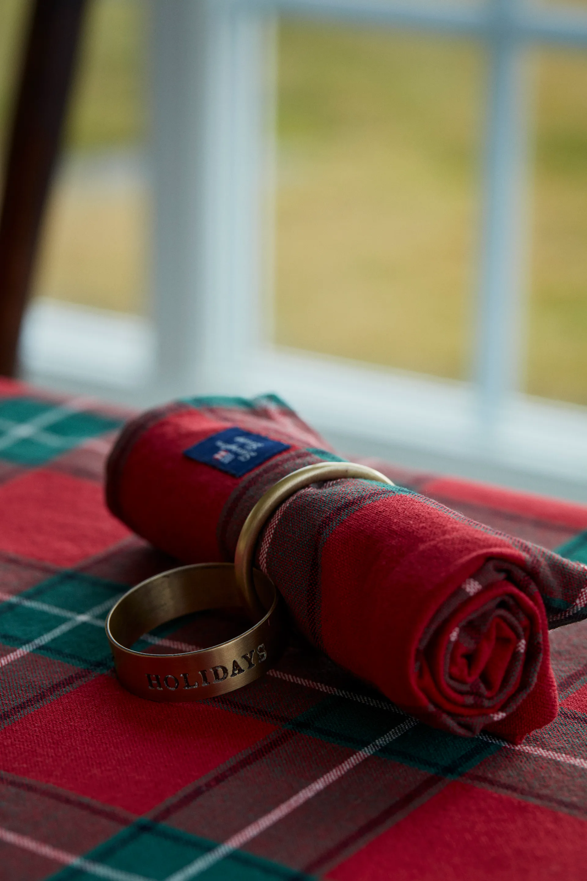 Happy Holidays Brass servettring Ø4 cm, Gold Lexington