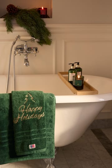 Happy Holidays Juniper ekologisk handduk 50x70 cm - Green-Light Beige - Lexington