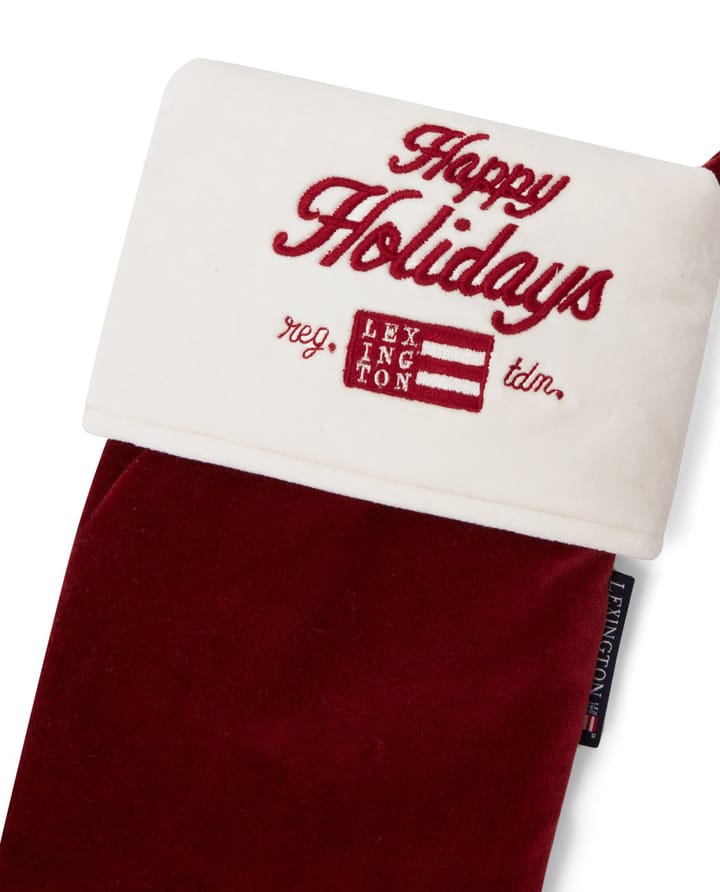 Happy Holidays Organic Cotton Velvet julstrumpa, Red-white Lexington