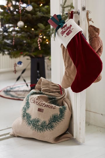 Happy Holidays Organic Cotton Velvet julstrumpa - Red-white - Lexington