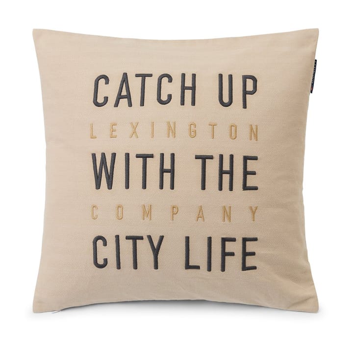 Herringbone Cotton Flanell kuddfodral 50x50 cm, Light beige Lexington