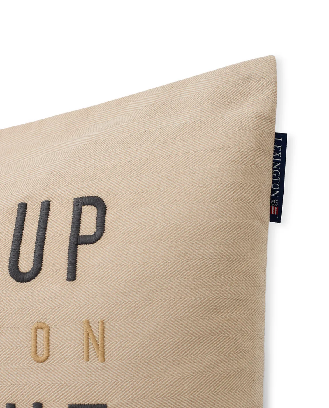 Herringbone Cotton Flanell kuddfodral 50x50 cm, Light beige Lexington