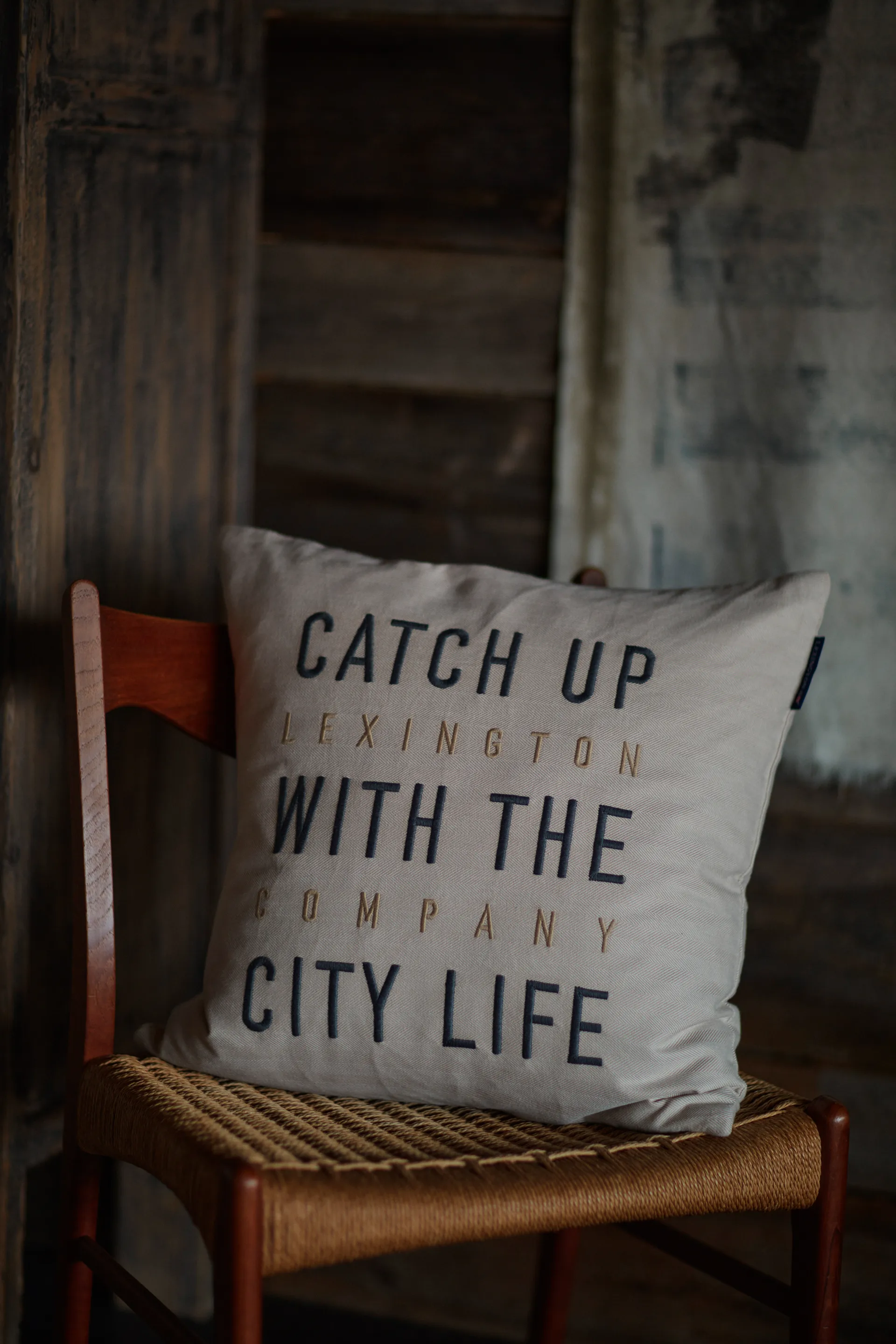 Herringbone Cotton Flanell kuddfodral 50x50 cm, Light beige Lexington