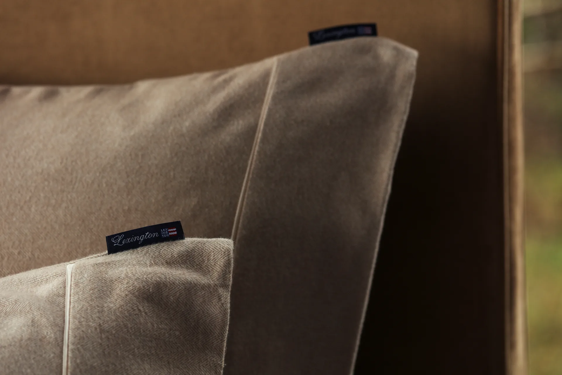 Herringbone Flanell örngott 50x60 cm, Beige-off white Lexington