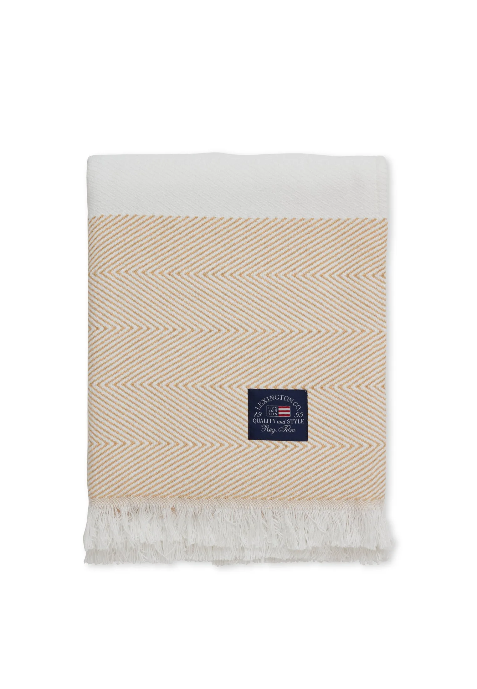 Herringbone Striped pläd, Beige Lexington