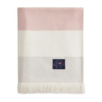 Herringbone Striped Recycled bomullspläd - Vit-rosa - Lexington