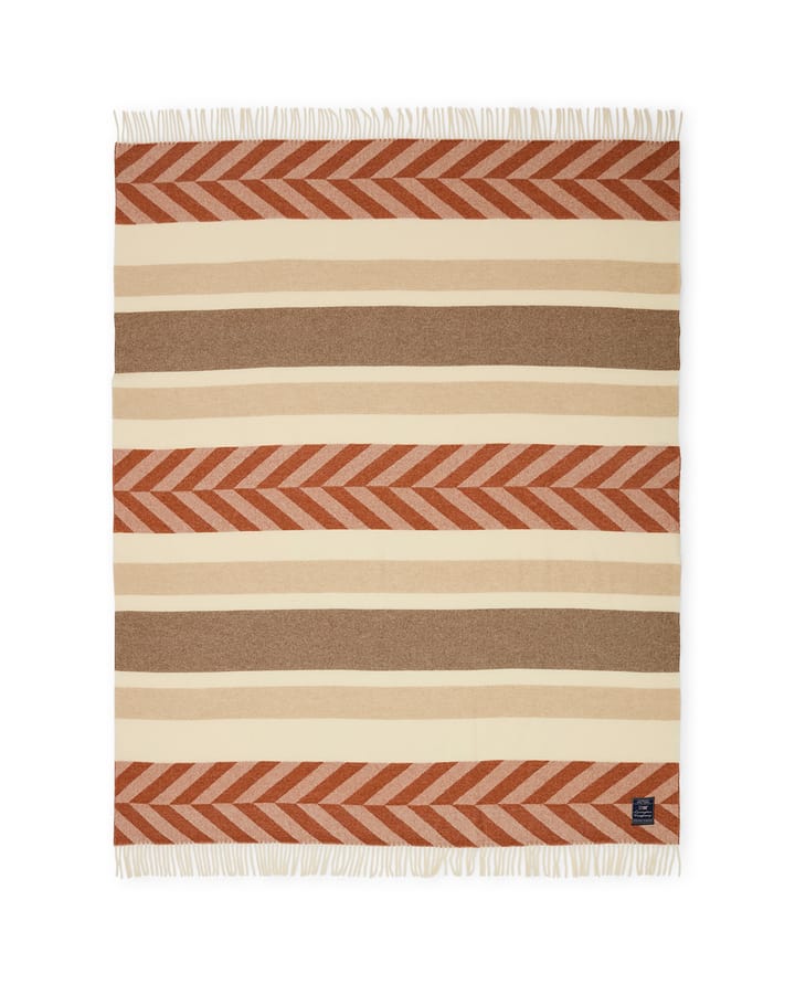 Herringbone Striped Recycled Wool pläd 130x170 cm - Copper-brown - Lexington