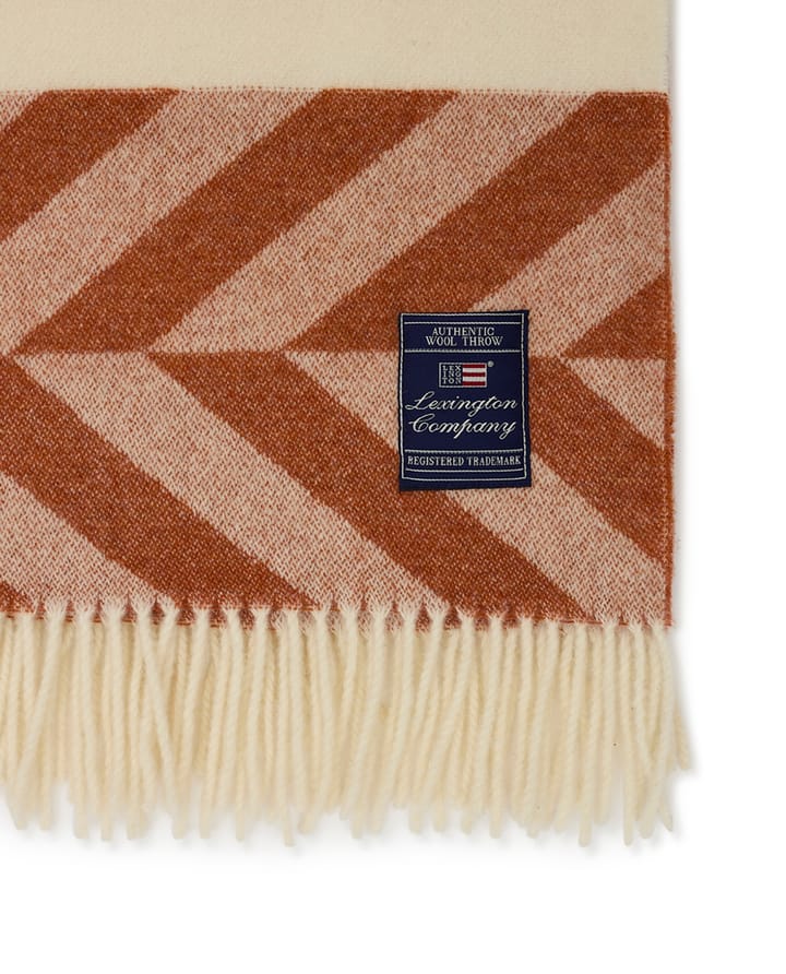 Herringbone Striped Recycled Wool pläd 130x170 cm - Copper-brown - Lexington