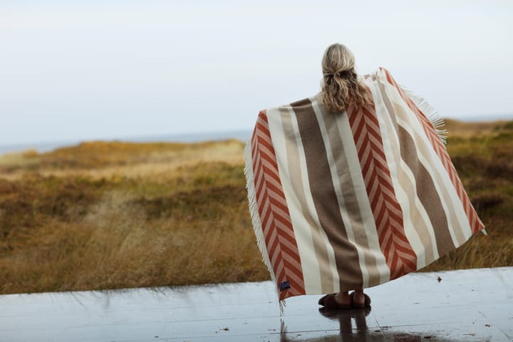 Herringbone Striped Recycled Wool pläd 130x170 cm, Copper-brown Lexington