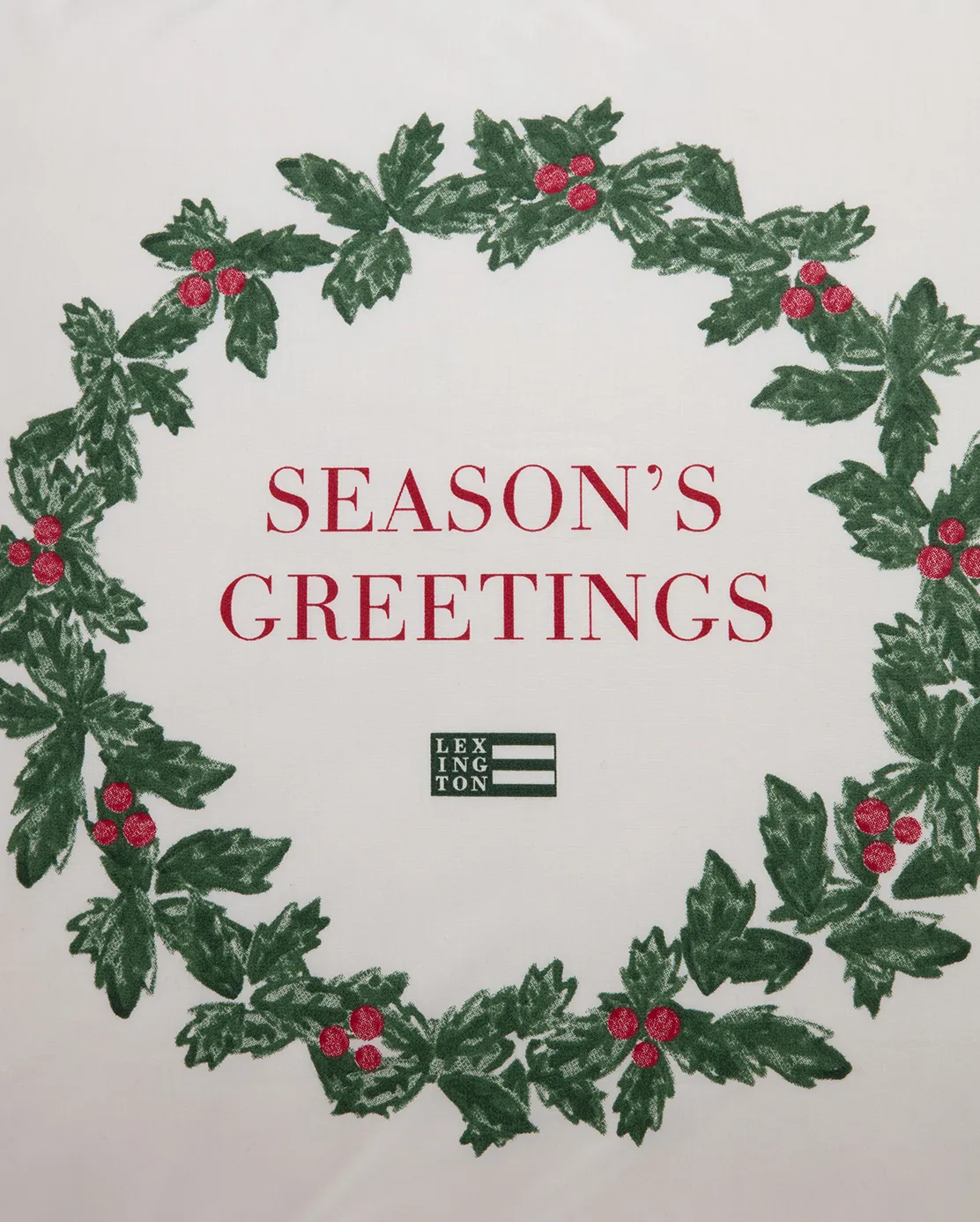 Holiday Printed Organic Cotton örngott 50x60 cm, White-green-red Lexington