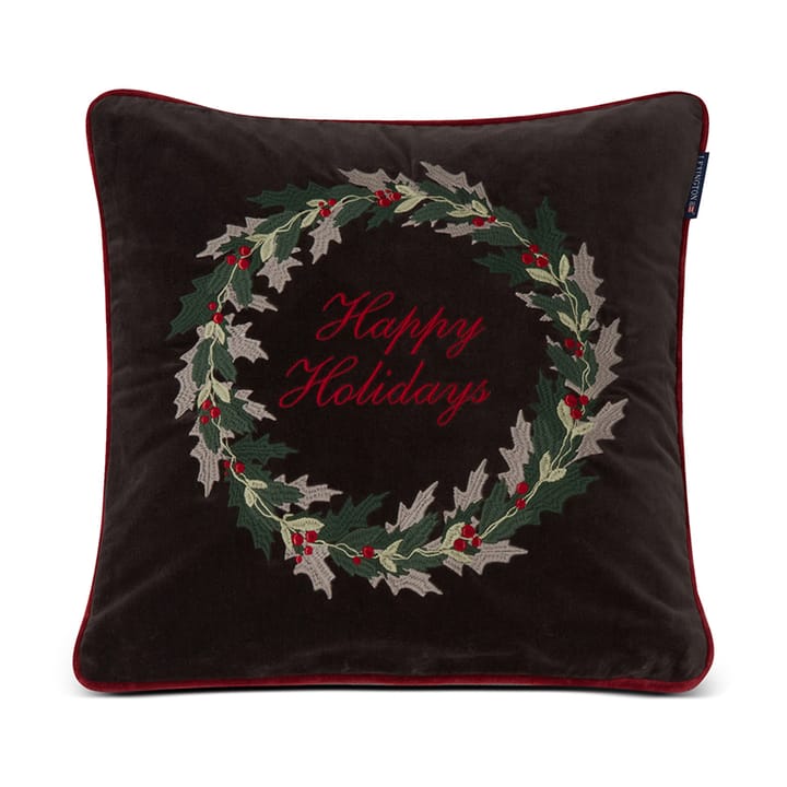 Holly Wrath Cotton Velvet kuddfodral 50x50 cm - Dark grey-green-red - Lexington
