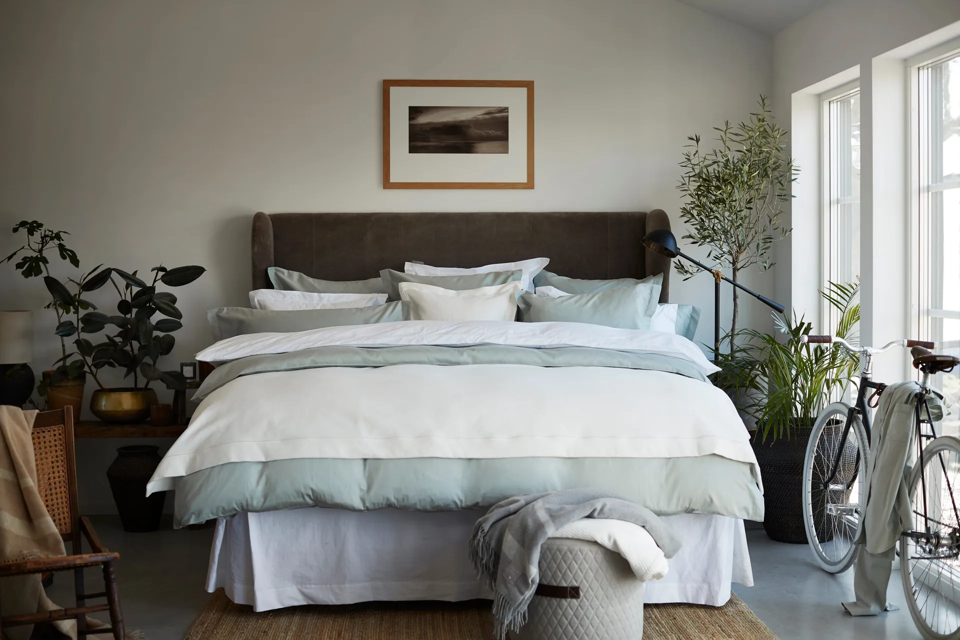 Hotel Cotton Sateen påslakan 220x220 cm, Sage green Lexington